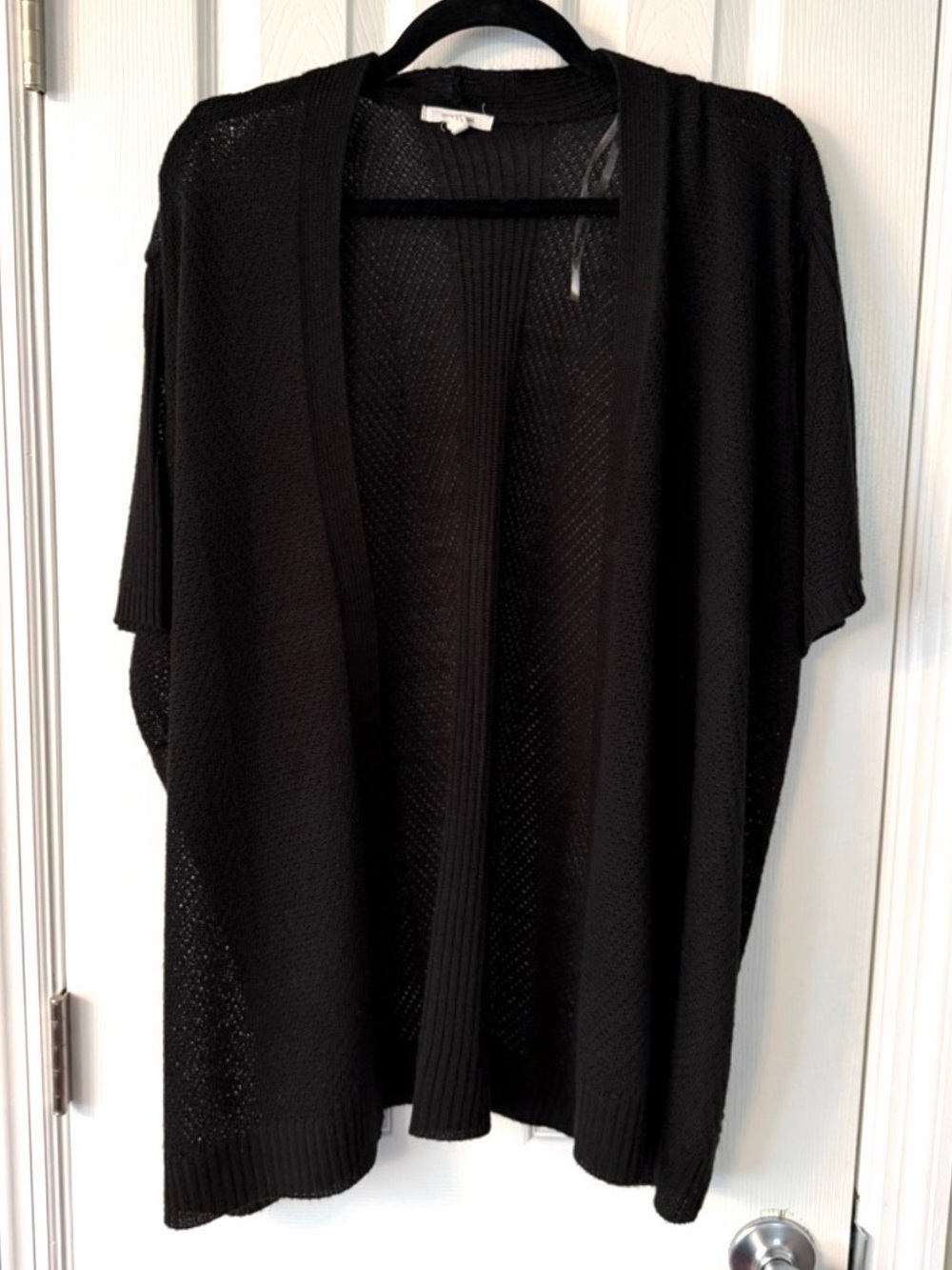 Maurices 3X Black Open Front Lightweight Short Sleeve Cardigan Plus Size